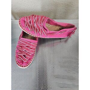 Tory Burch Logo Grosgrain Espadrilles Shoes Pink Women's Size 7
